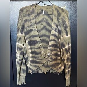 Young Fabulous & Broke Tie-Dye Cardigan in Olive and Black